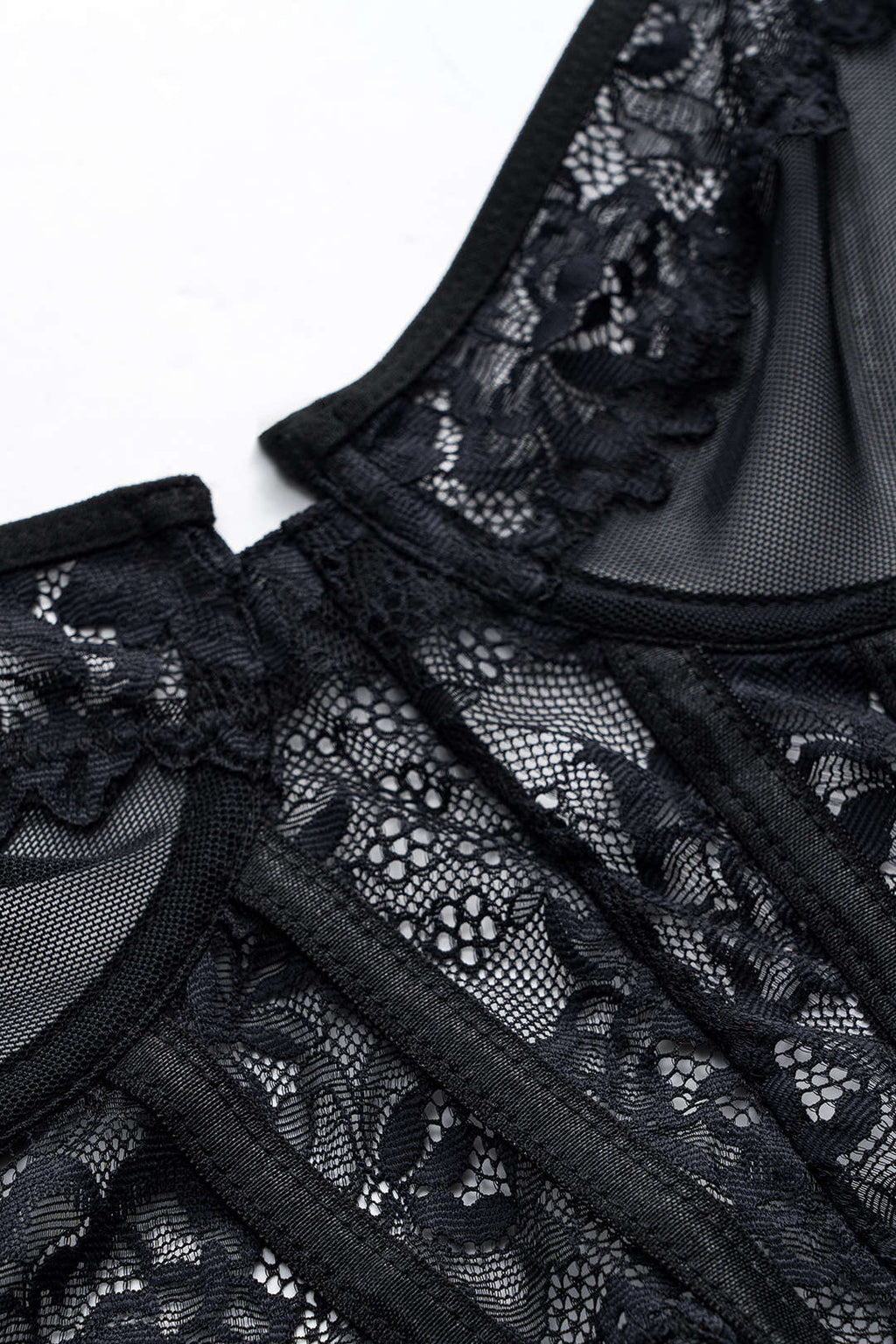 Tül ve Dantelli Büstiyer Korse Bodysuit