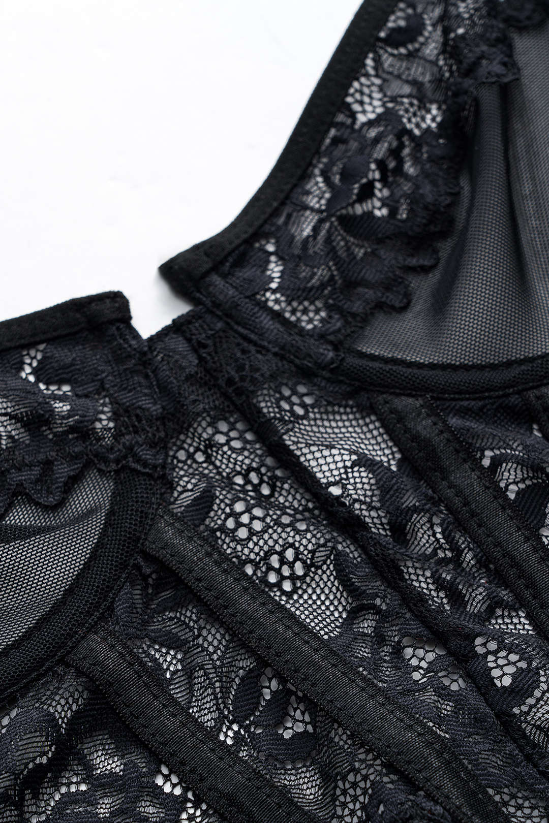 Tül ve Dantelli Büstiyer Korse Bodysuit