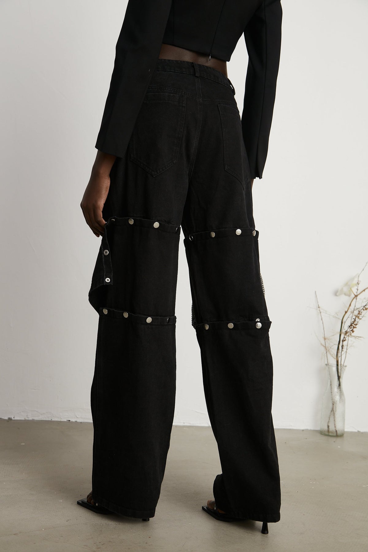 Janelle Düğmeli Düz Paça Jean Pantolon