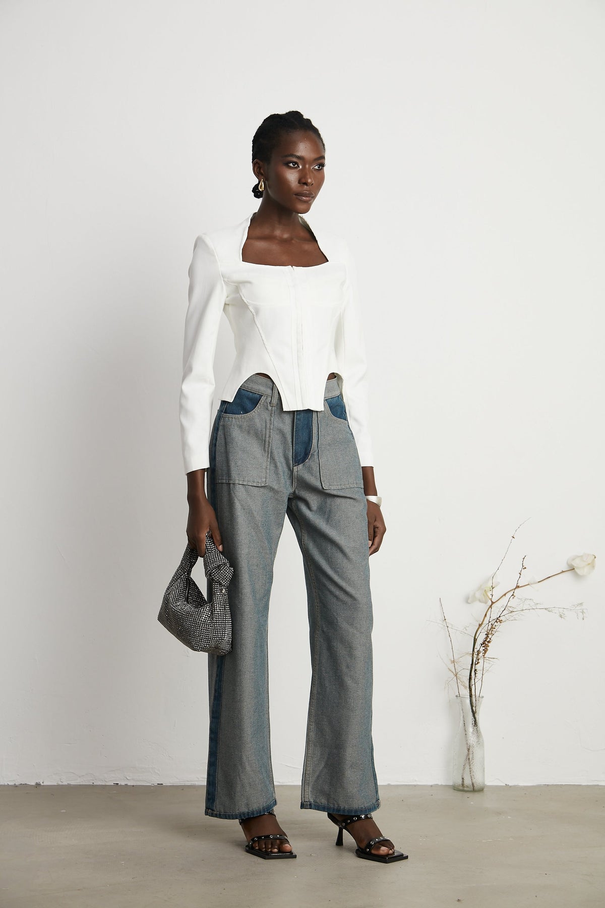Clothilde Geniş Paça Panelli Jean Pantolon