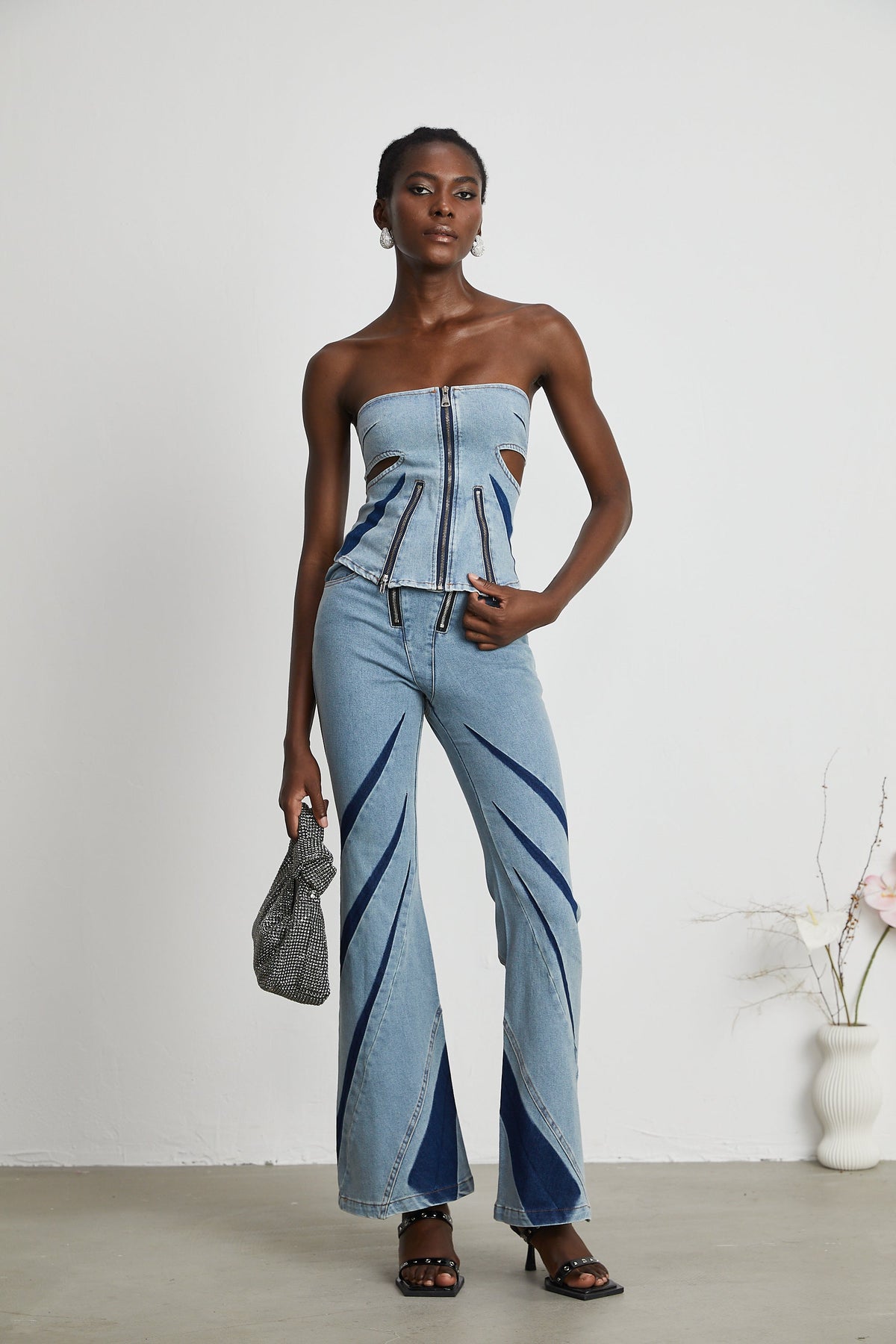 Inès Bloklu Denim Üst Ve Kot Pantolon Eşleştirme Seti