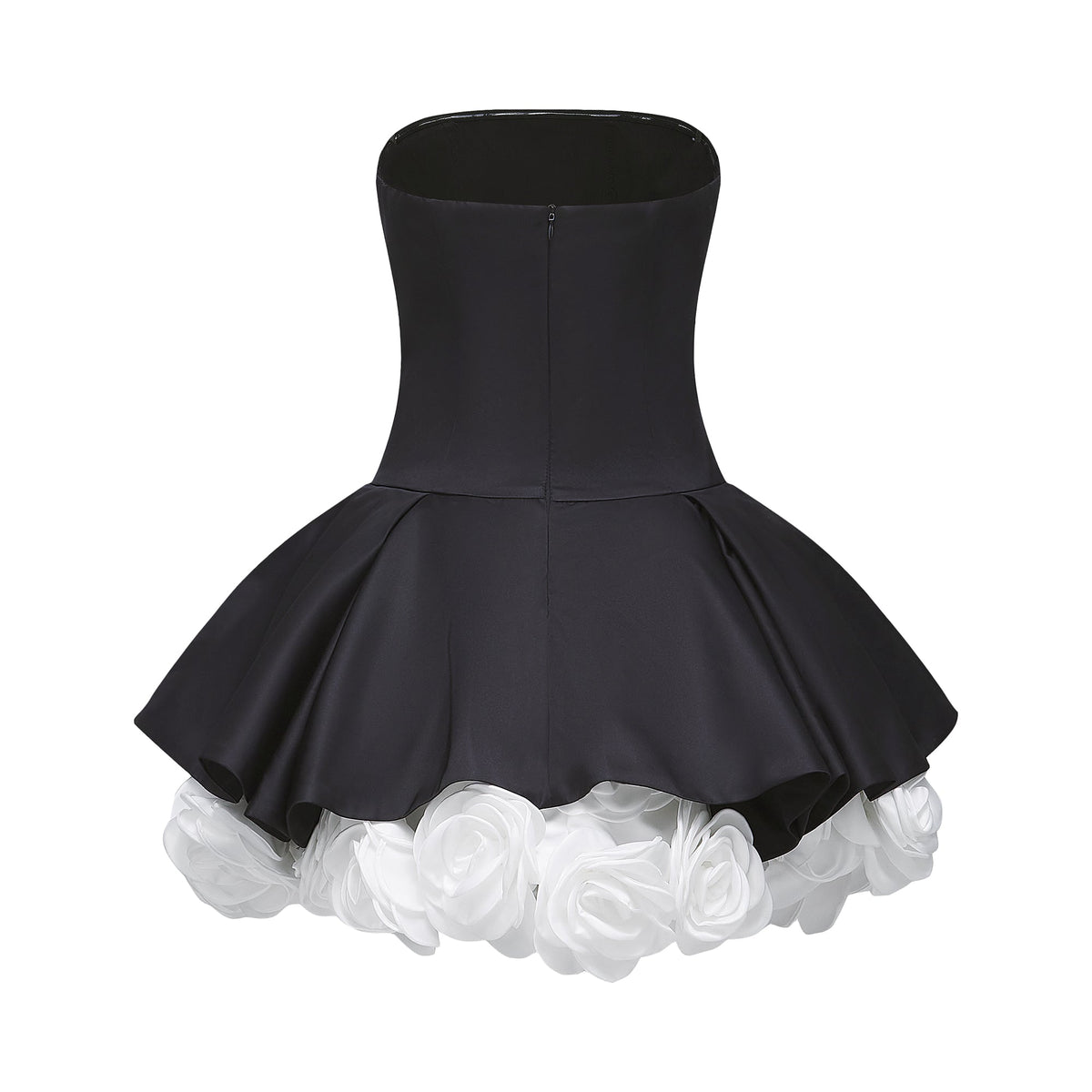 Lucie Siyah Petal Katmanlı Straplez Korse Mini Elbise