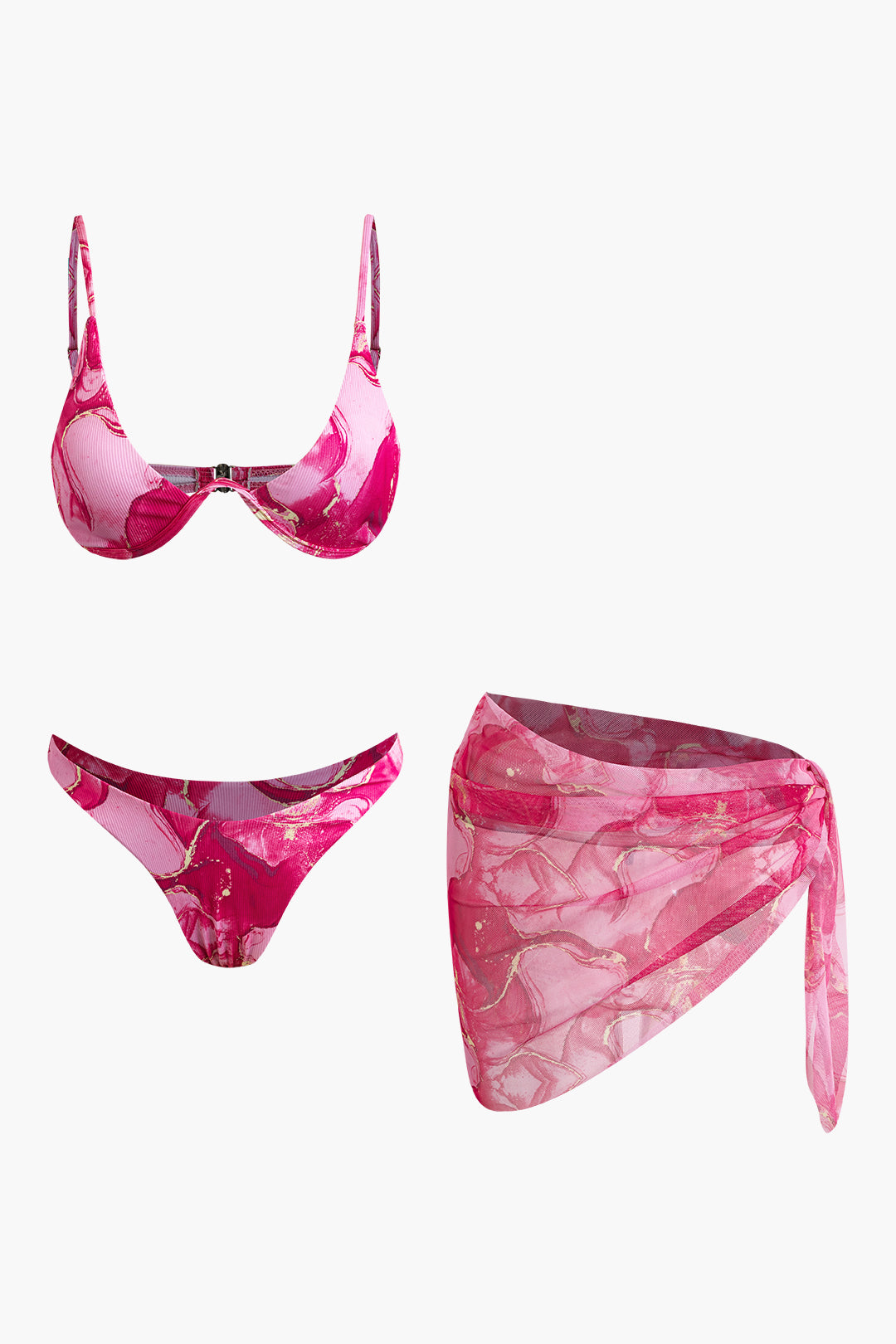 Baskılı Bikini ve Pareo Takımı