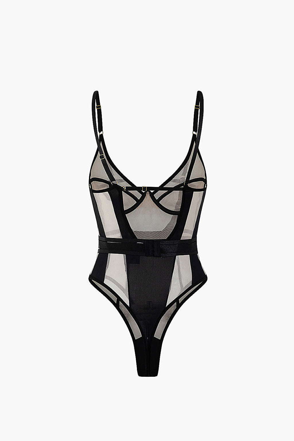 File Şeffaf Sırt Dekolteli Kolsuz Bodysuit