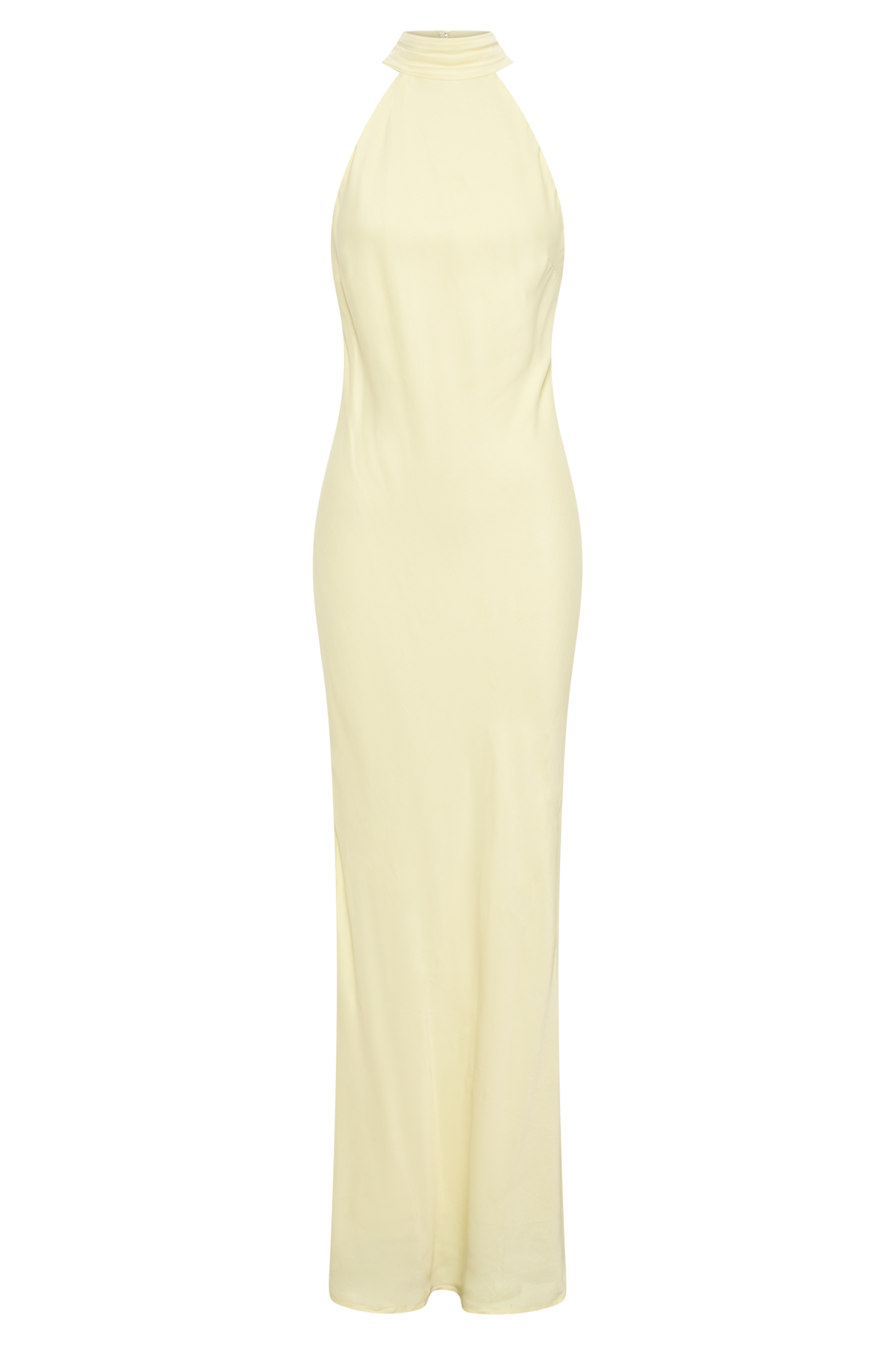 Claire Mat Saten Drape Sırtlı Uzun Elbise - Açık Sarı