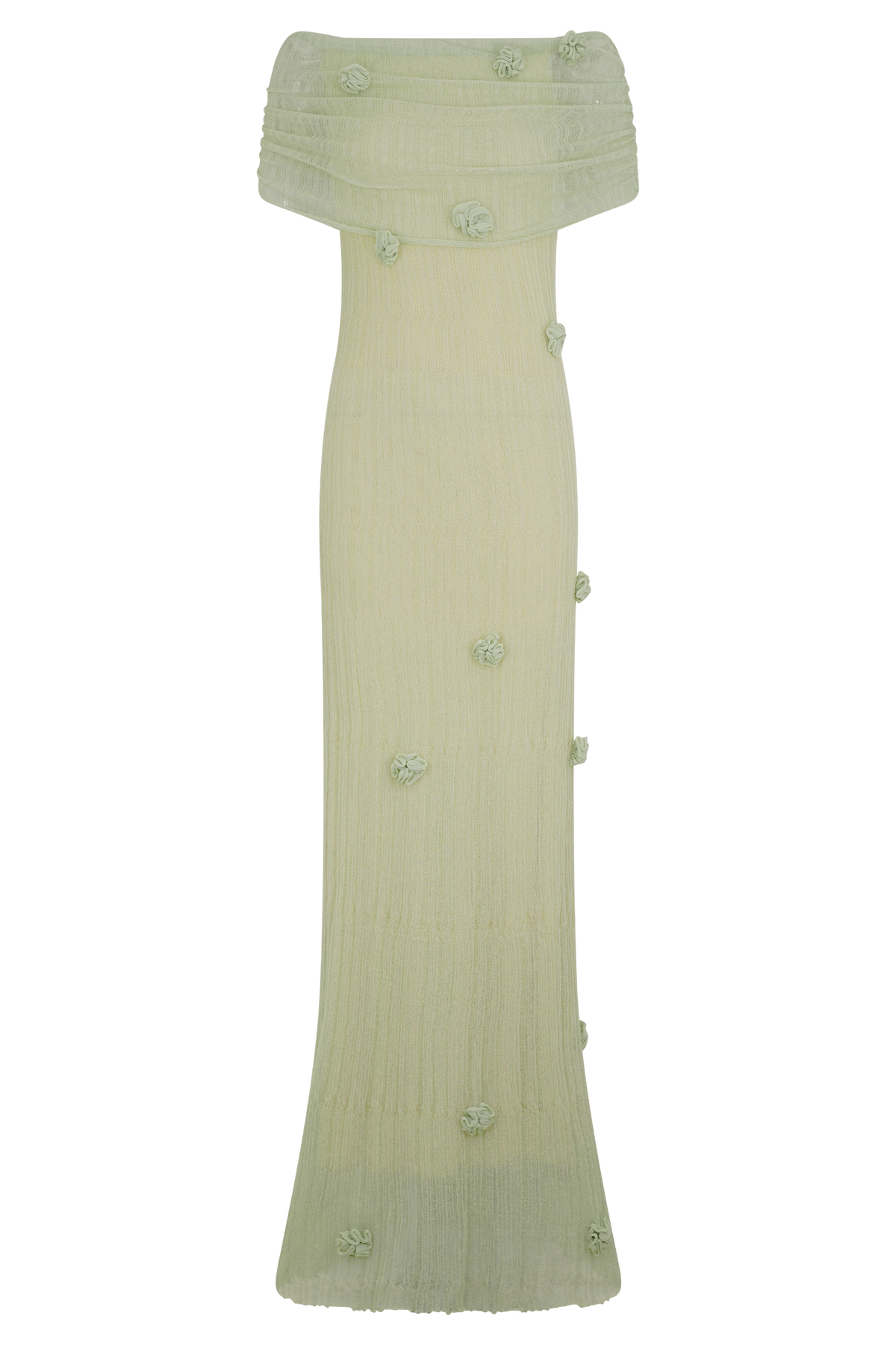 Brynn Orkide Örgü Maxi Elbise - Pastel Yeşil