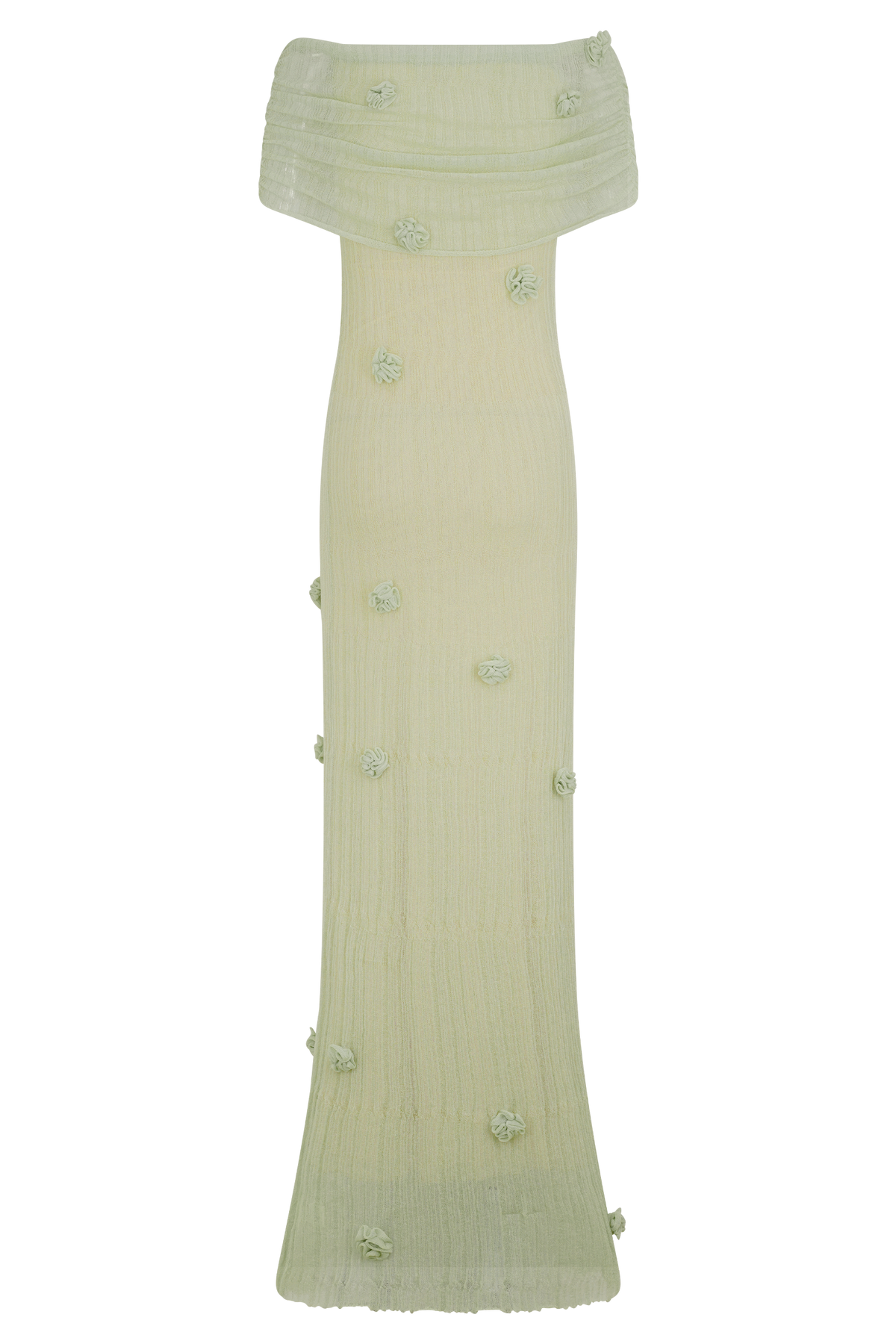 Brynn Orkide Örgü Maxi Elbise - Pastel Yeşil