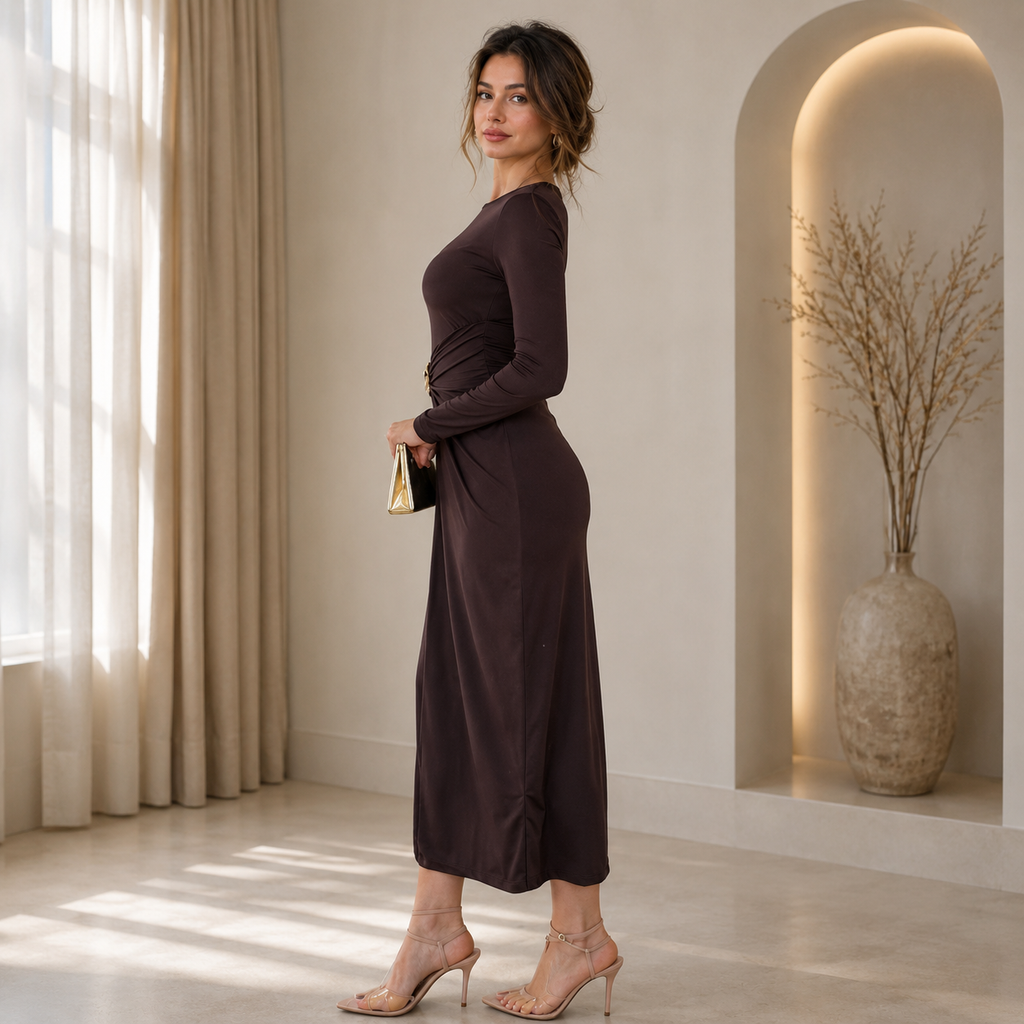 MELONİ Aksesuarlı Sandy Elbise