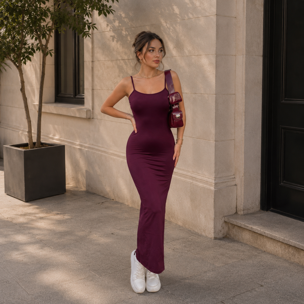 Isabelle askılı Uzun Elbise