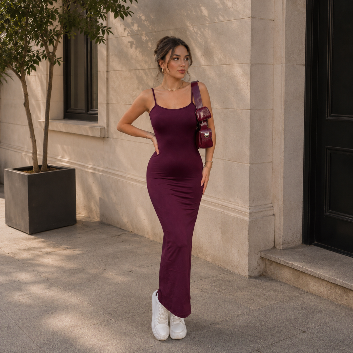 Isabelle askılı Uzun Elbise