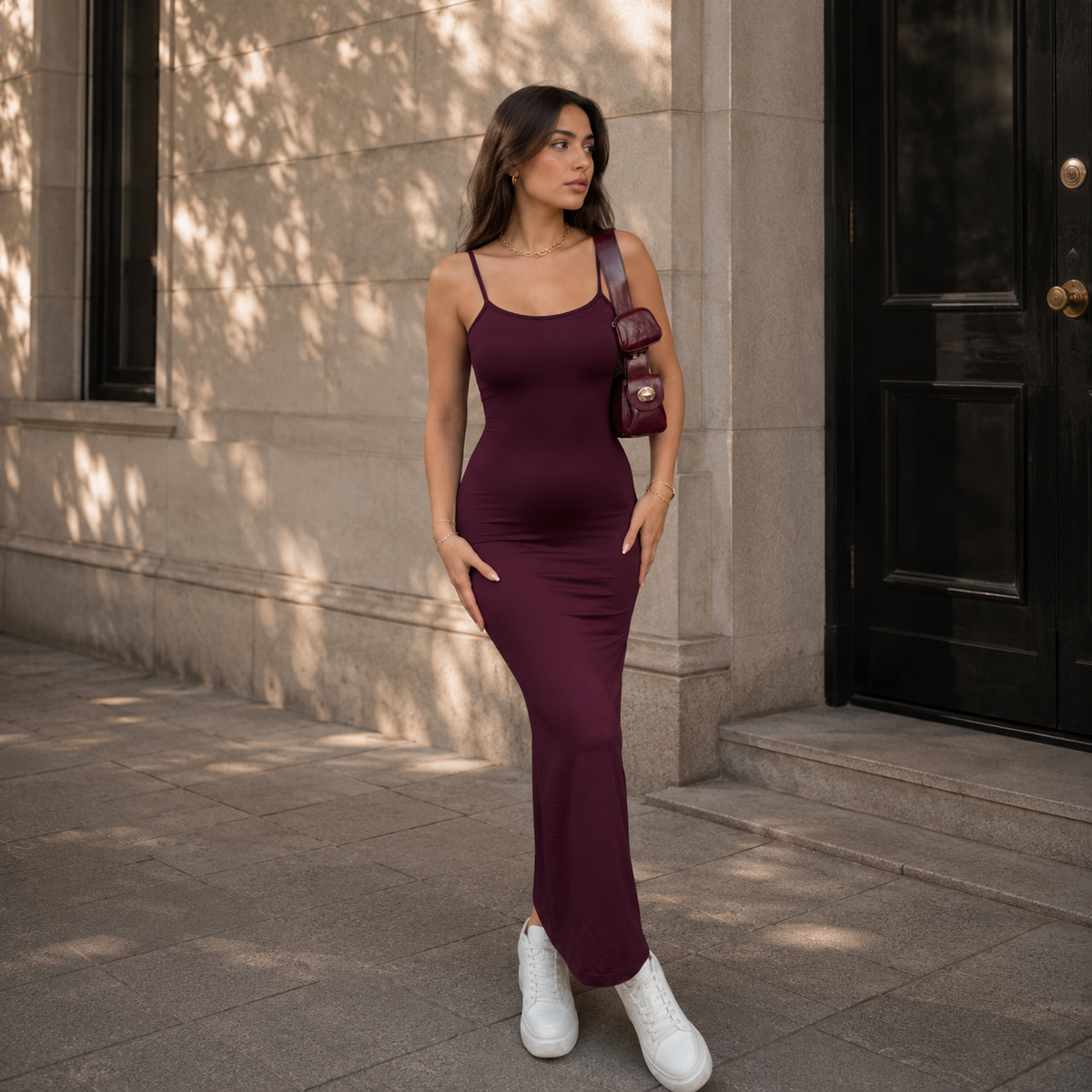 Isabelle askılı Uzun Elbise
