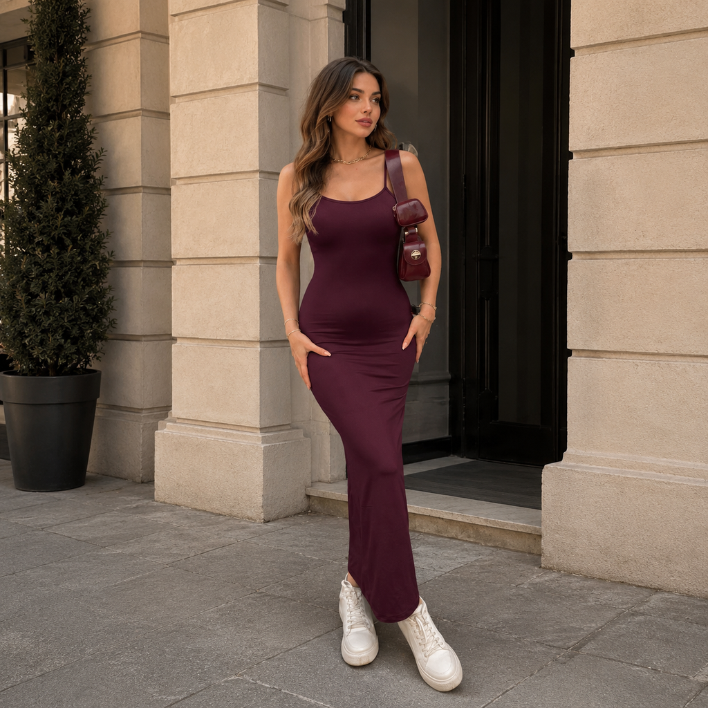 Isabelle askılı Uzun Elbise