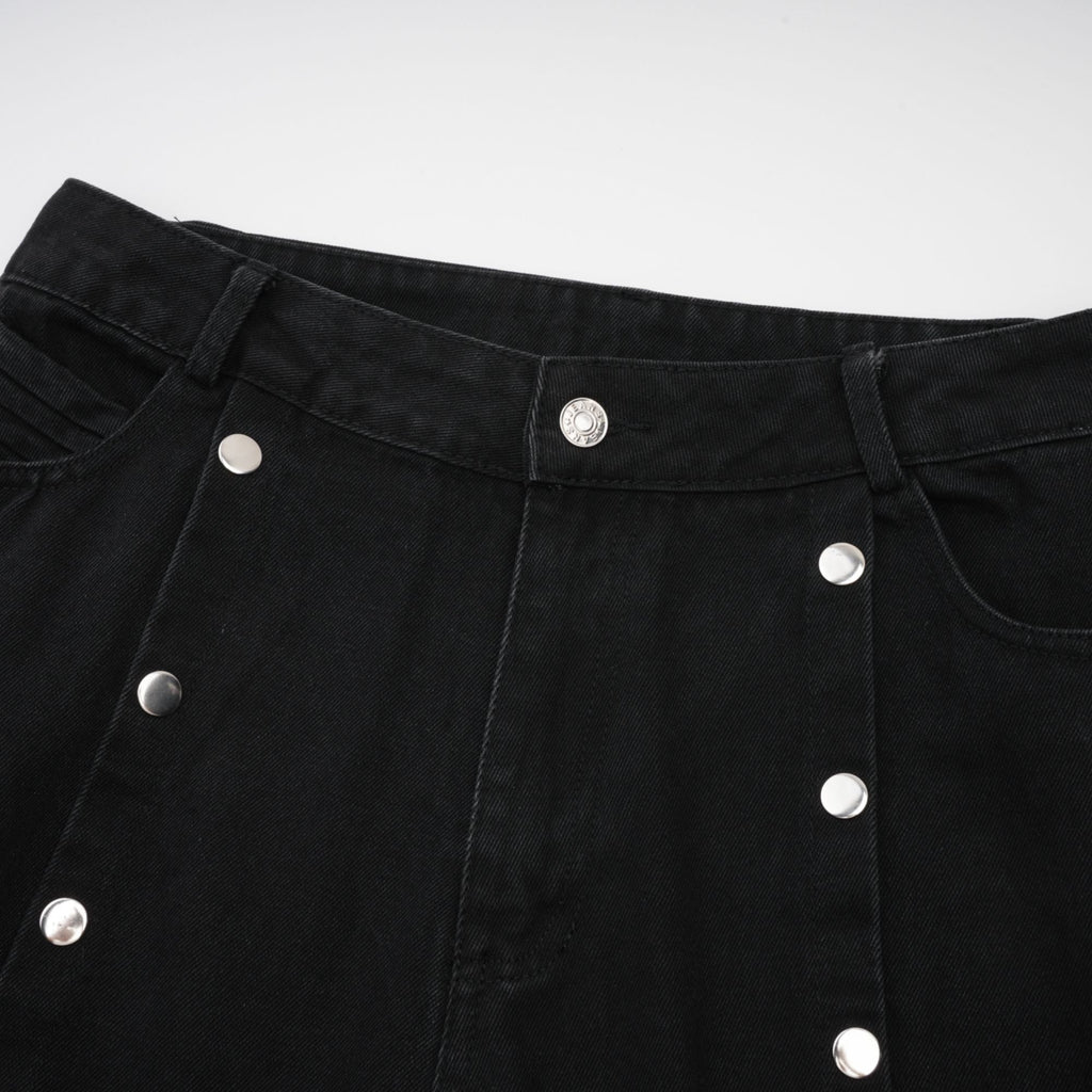 Janelle Düğmeli Düz Paça Jean Pantolon