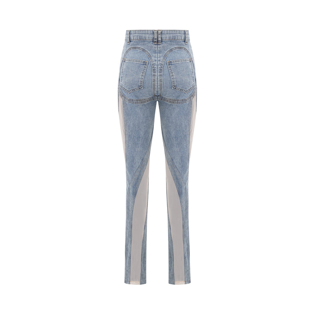 Aélis Şeffaf Panelli Jean Pantolon