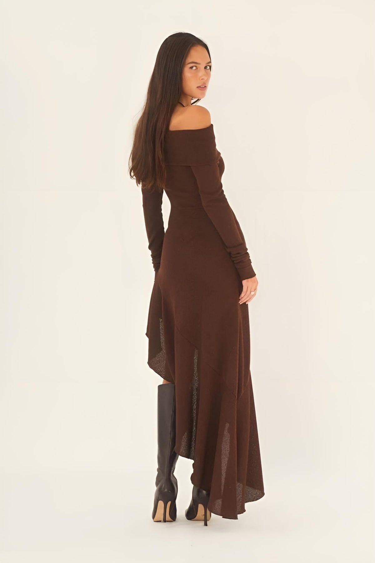 Alisa Omuz Açık Flare Midi Örgü Elbise ®
