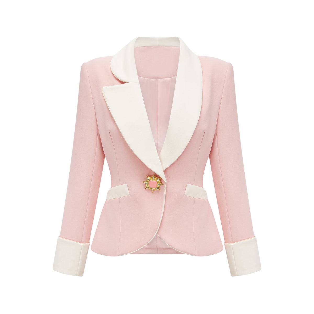 Claretta Renk Bloklu Blazer Ve Pantolon Uyumlu Takım