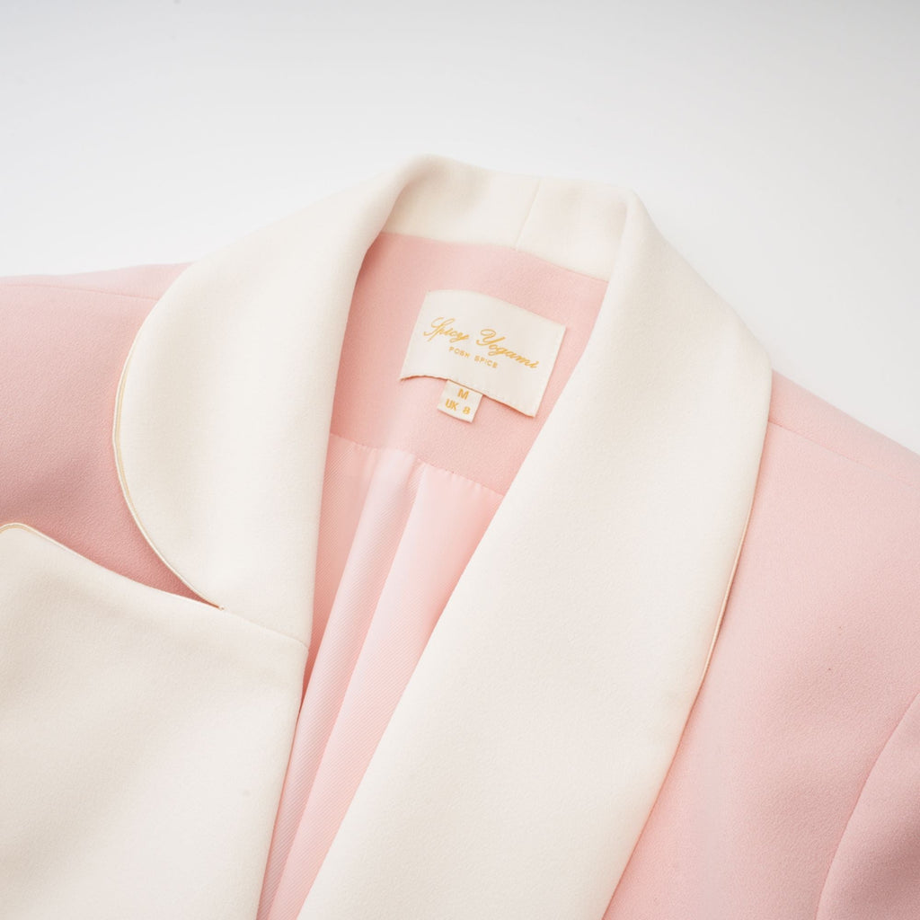 Claretta Renk Bloklu Blazer Ve Pantolon Uyumlu Takım
