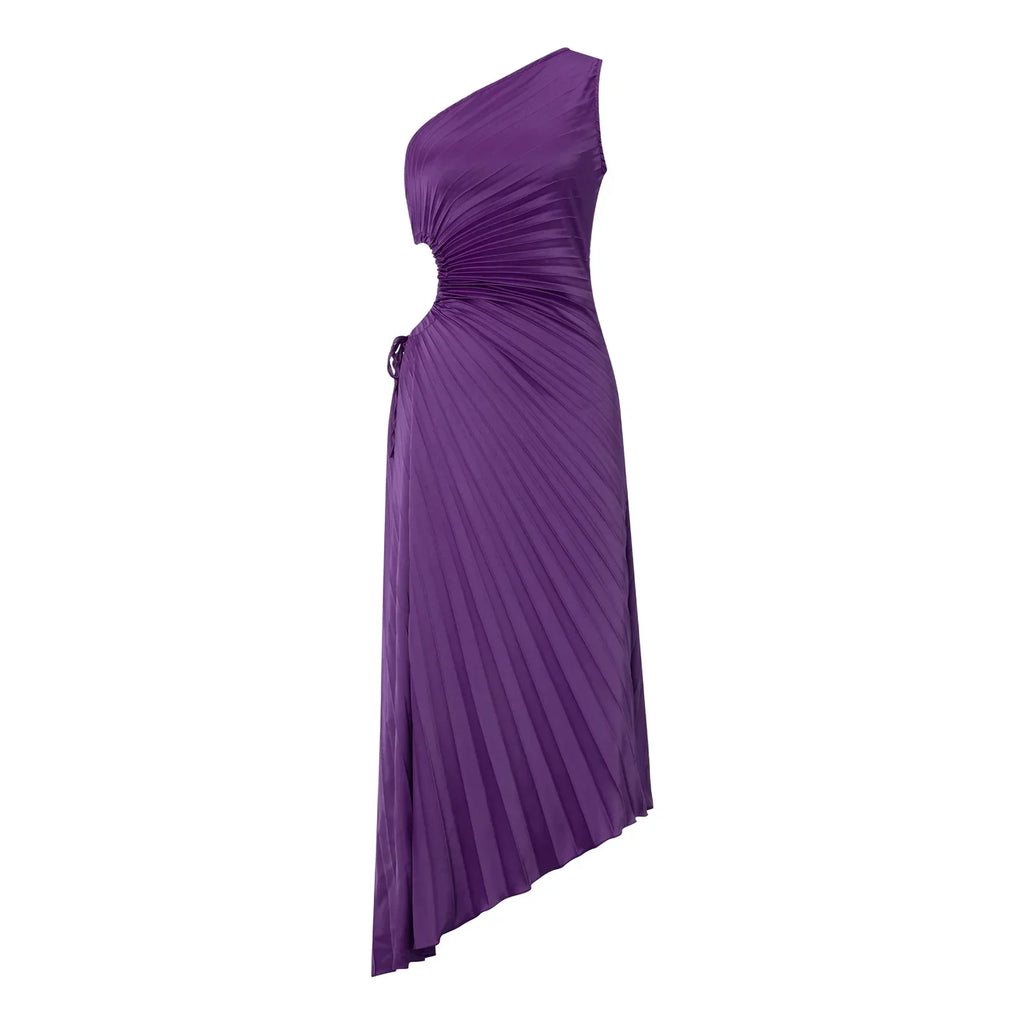 Cutout Detaylı Pileli Elbise