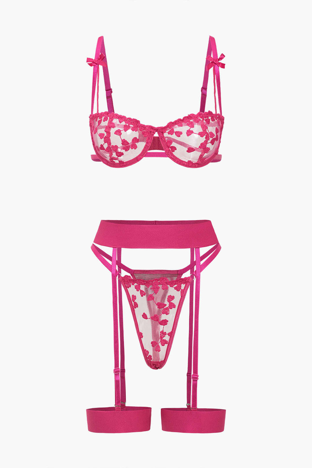 Dantel Nakışlı Bustier Kemerli Lingerie Garter Seti