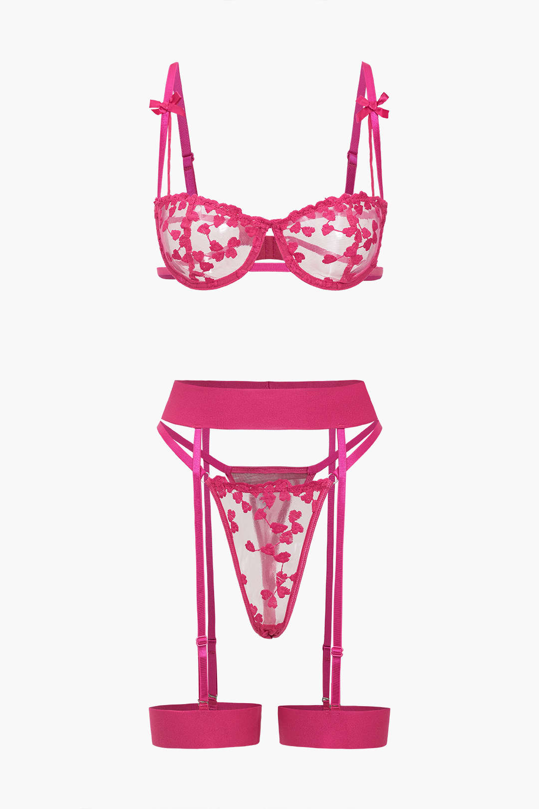 Dantel Nakışlı Bustier Kemerli Lingerie Garter Seti