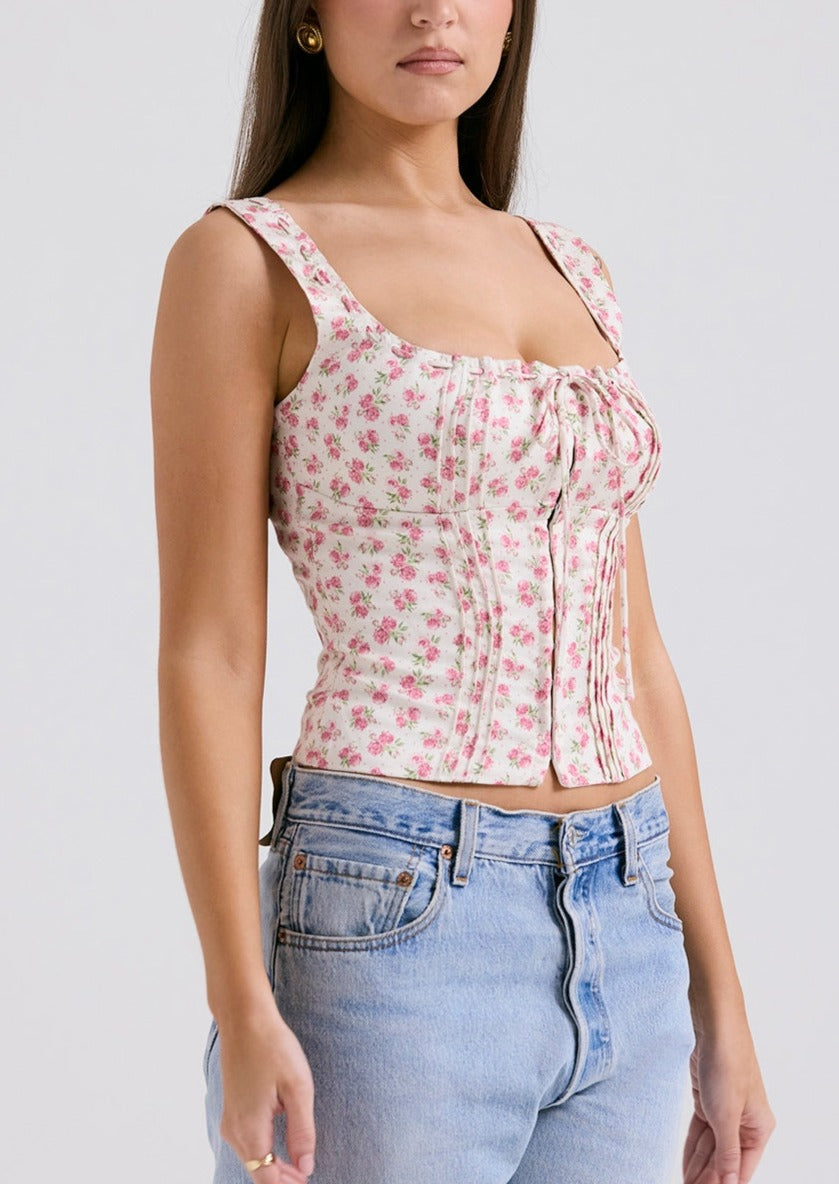 Daniela Çiçek Baskılı Crop Büstiyer